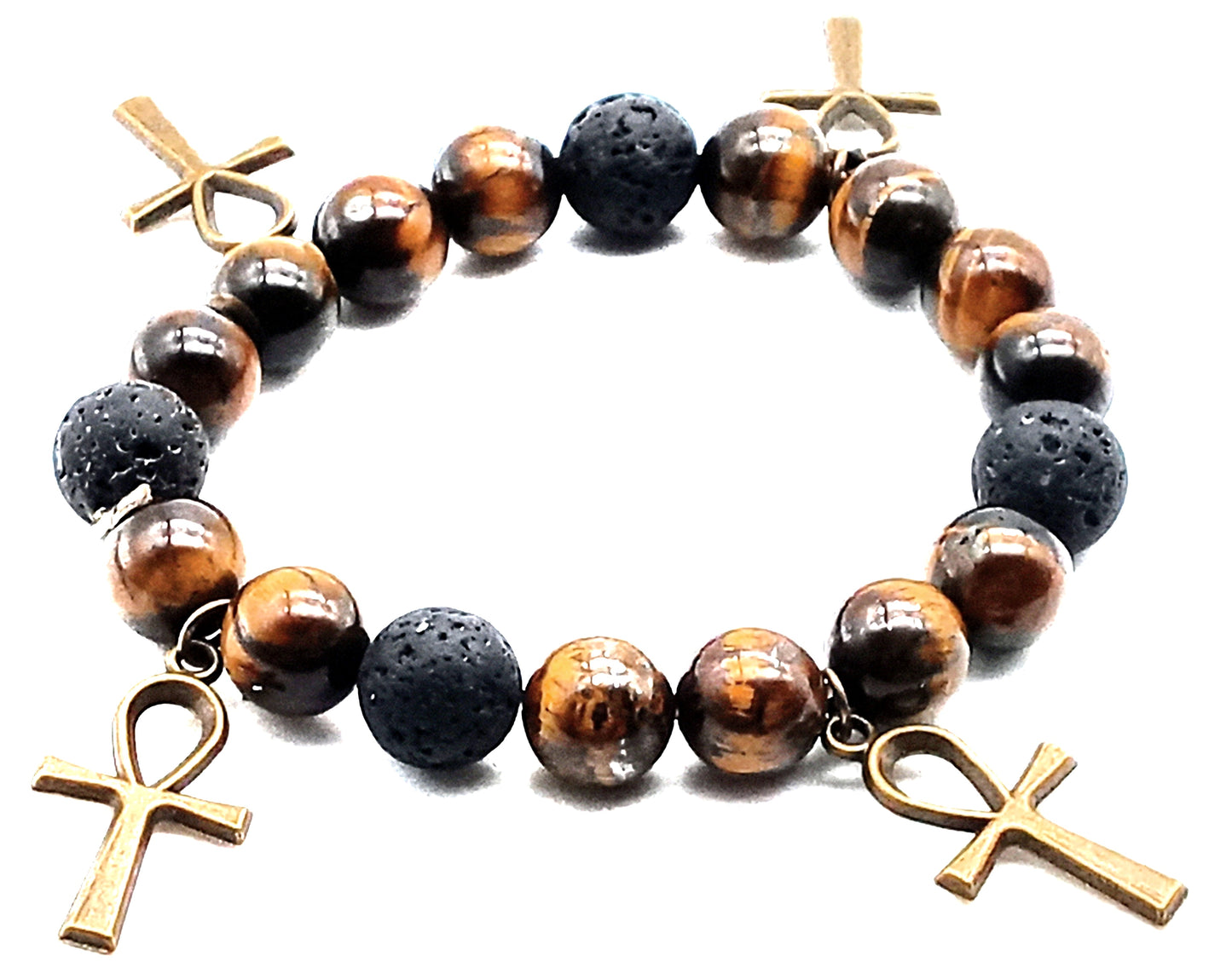 Marble Bracelet /w multi ankh pendants