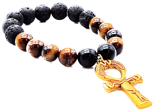 Marble Bracelet /w ankh pendant